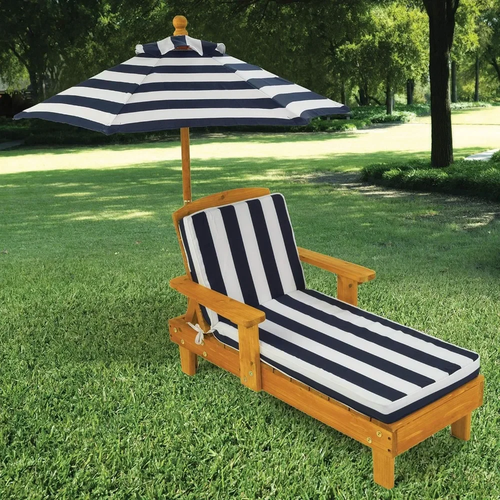 Kids Outdoor Lounge Chair With Umbrella - t Outdoor Wooden Chaise Lounge, Backyard