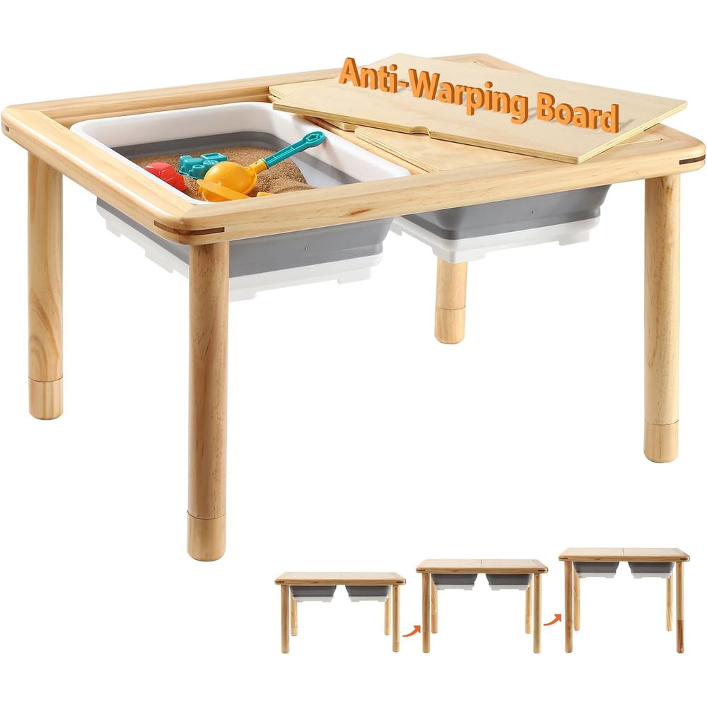 Kids Outdoor Water Table - 3-Level Adjustable Kids Sensory Table for