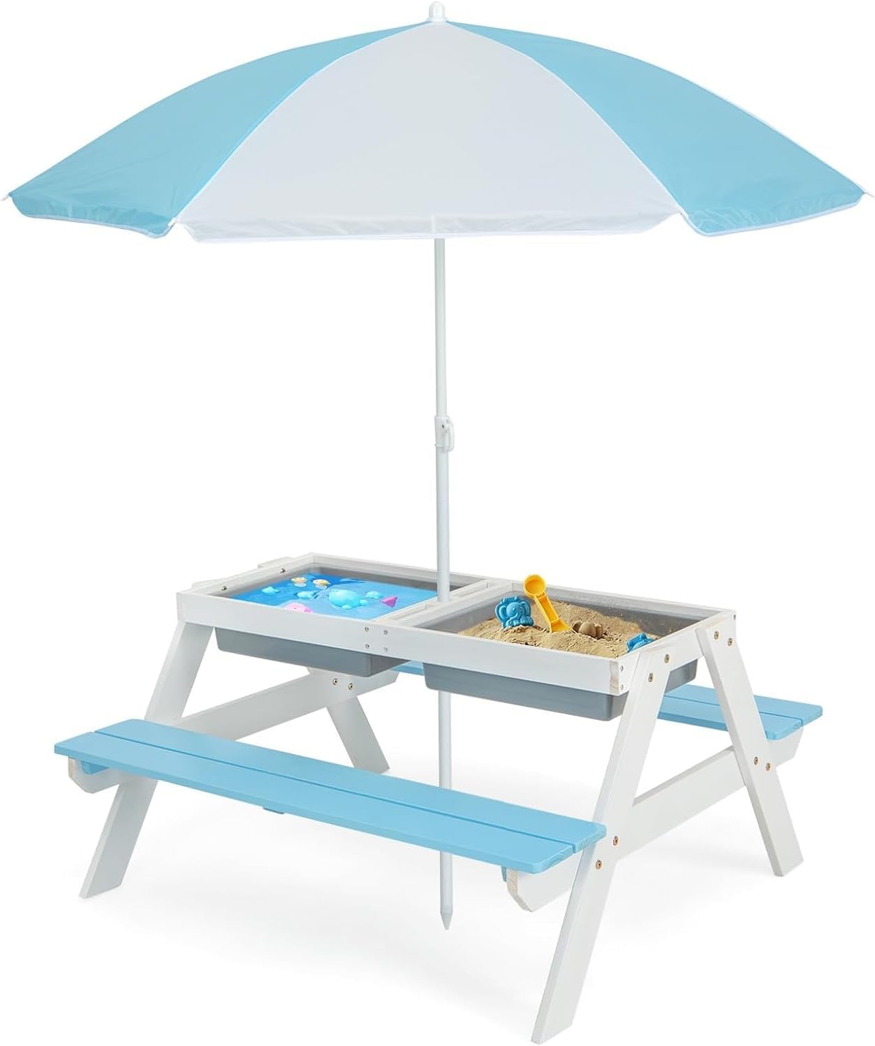 Kids Outdoor Water Table - Kids Picnic Table, 4 in 1