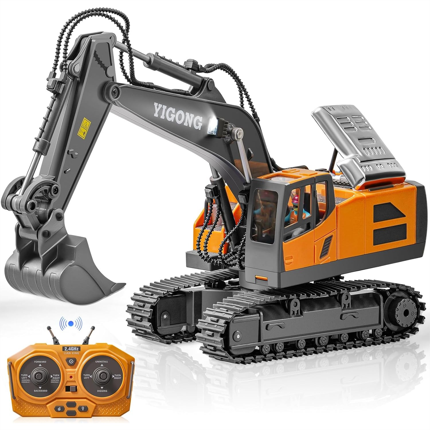 Kids Outdoor Dirt Toys - 11 Channel RC Excavator Toy With