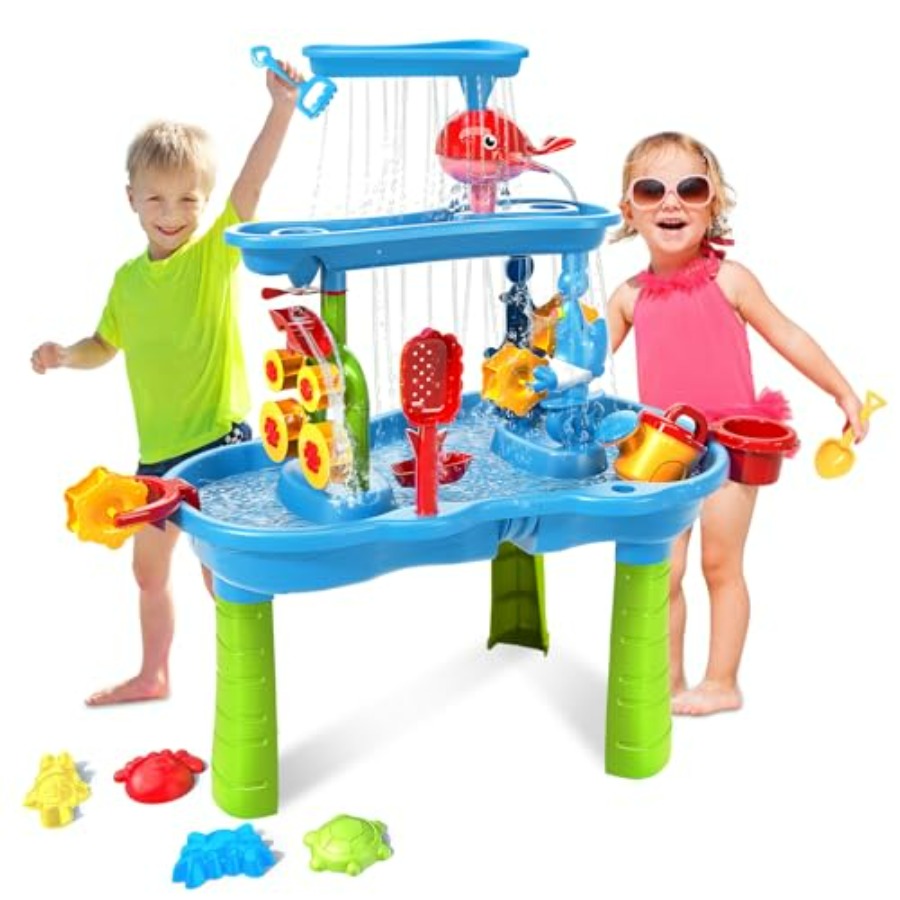 Kids Outdoor Water Table - Water Table for Toddlers 3-5 3-Tier