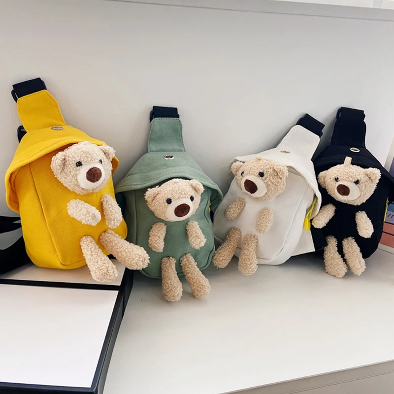 Kids Outdoor Storage - Korean Bear Crossbody Bags Fashion Canvas