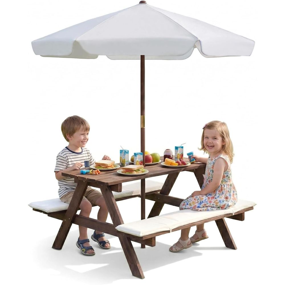 Outdoor Wooden Kids Picnic Tab - Kids Outdoor Umbrella recensione e prezzo