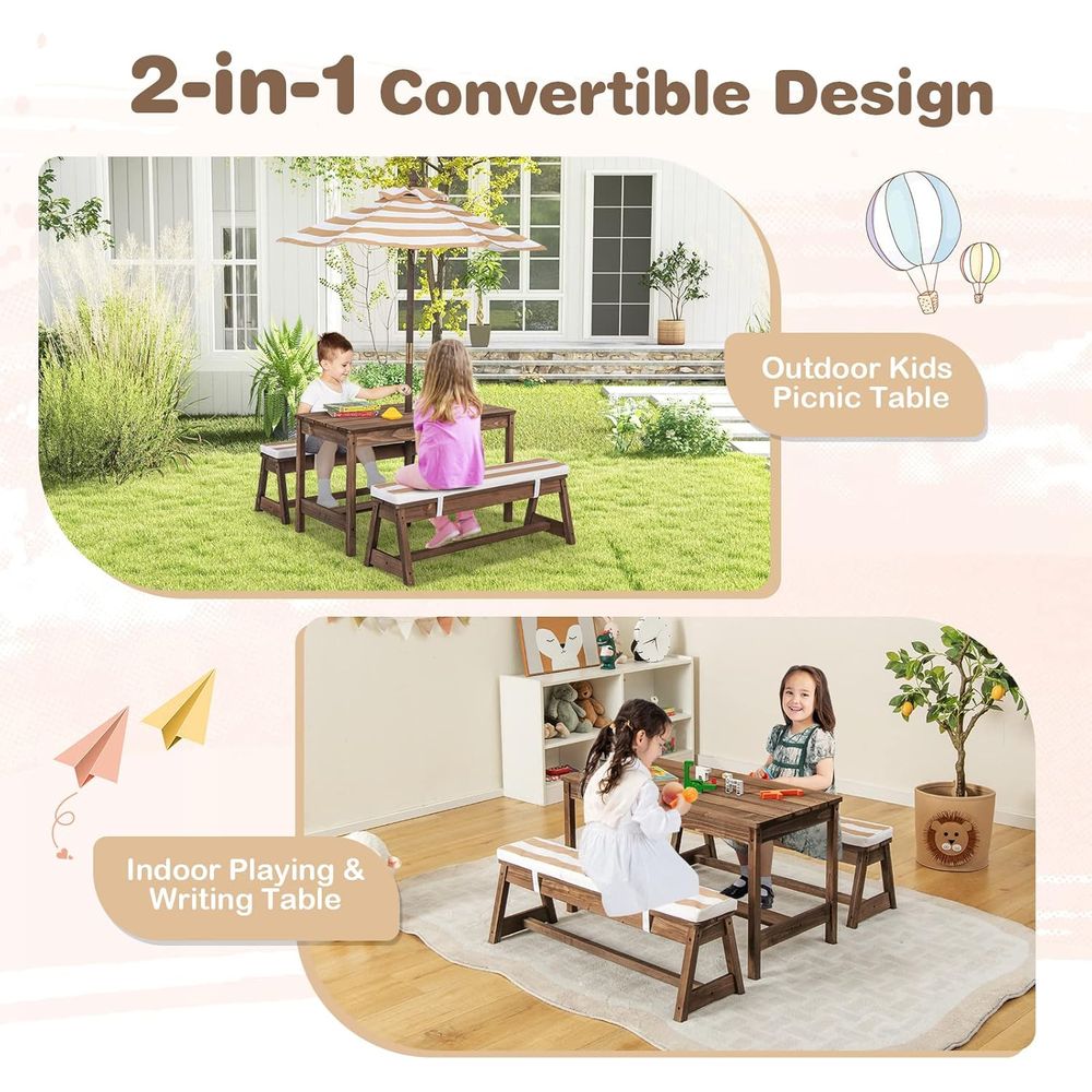 Kids Picnic Table, Outdoor Woo - Kids Outdoor Umbrella recensione e prezzo