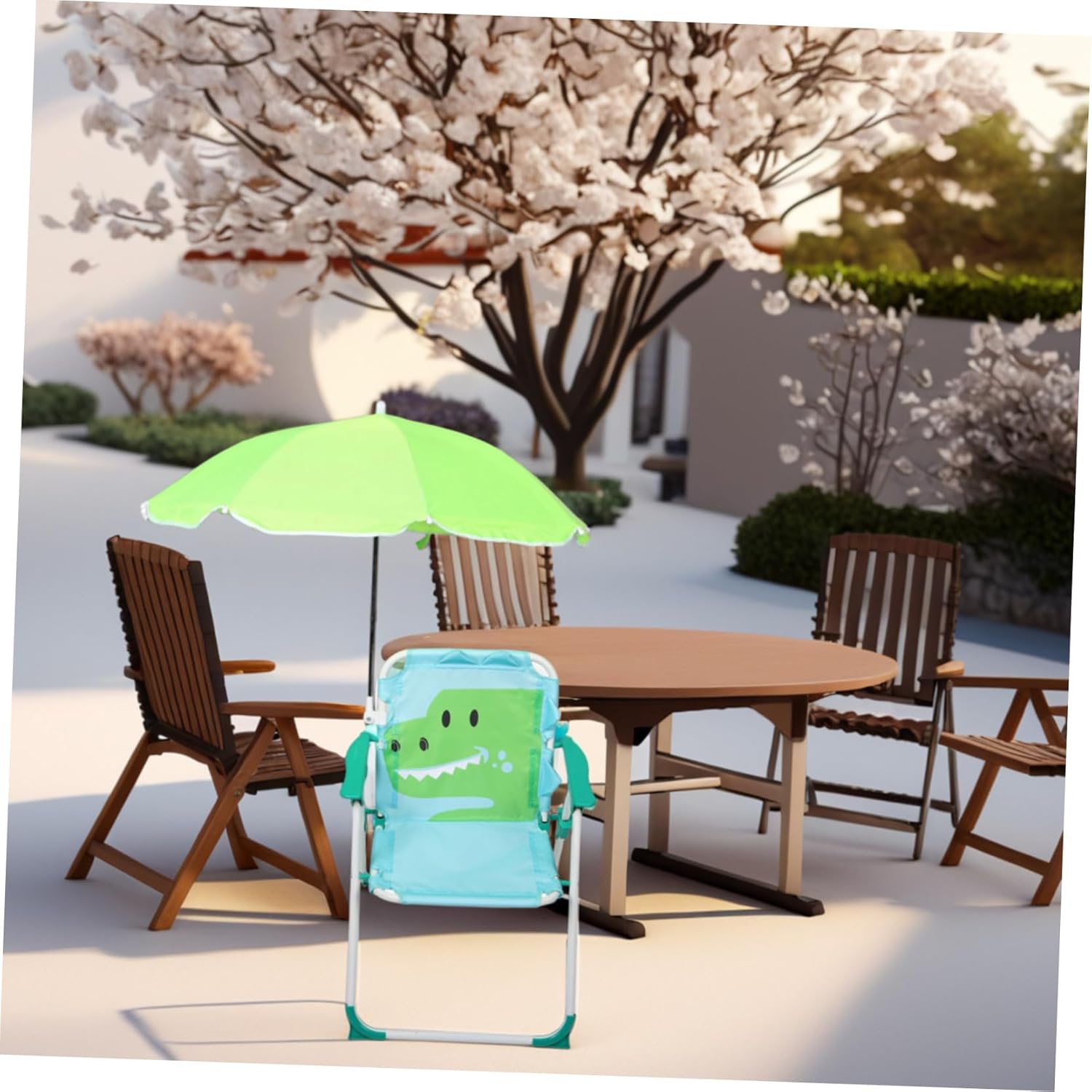 1 Set Folding Beach Chair with - Kids Outdoor Lounge Chair With Umbrella recensione e prezzo