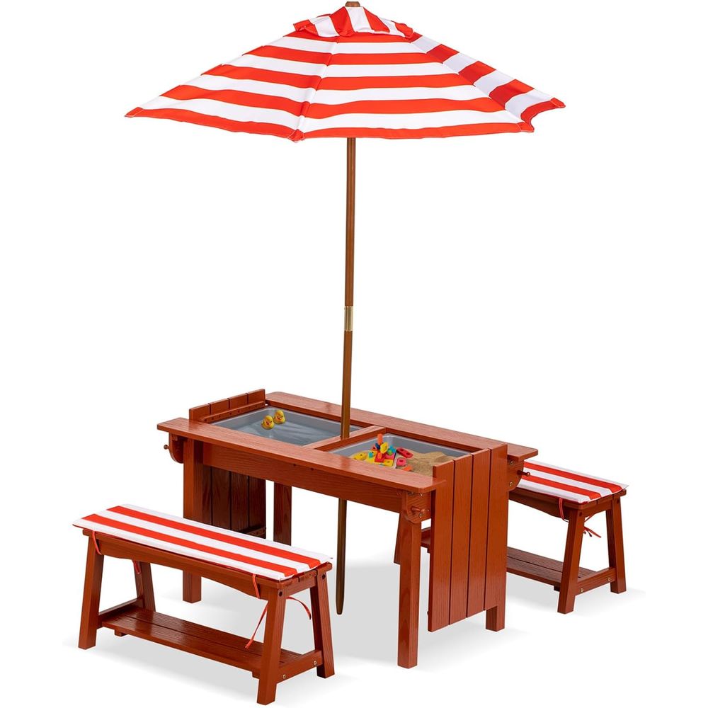 Outdoor Wooden Kids Picnic Tab - Kids Outdoor Umbrella recensione e prezzo