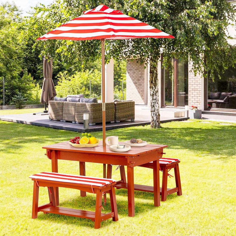 Outdoor Wooden Kids Picnic Tab - Kids Outdoor Umbrella recensione e prezzo