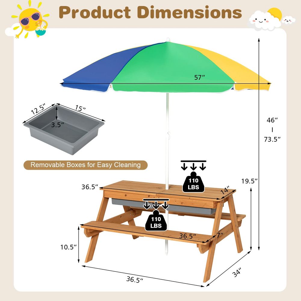 Kids Picnic Table, 4 in 1 Ceda - Kids Outdoor Water Table recensione e prezzo