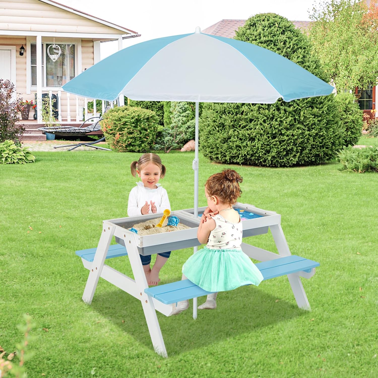 Kids Picnic Table, 4 in 1 Outd - Kids Outdoor Water Table recensione e prezzo
