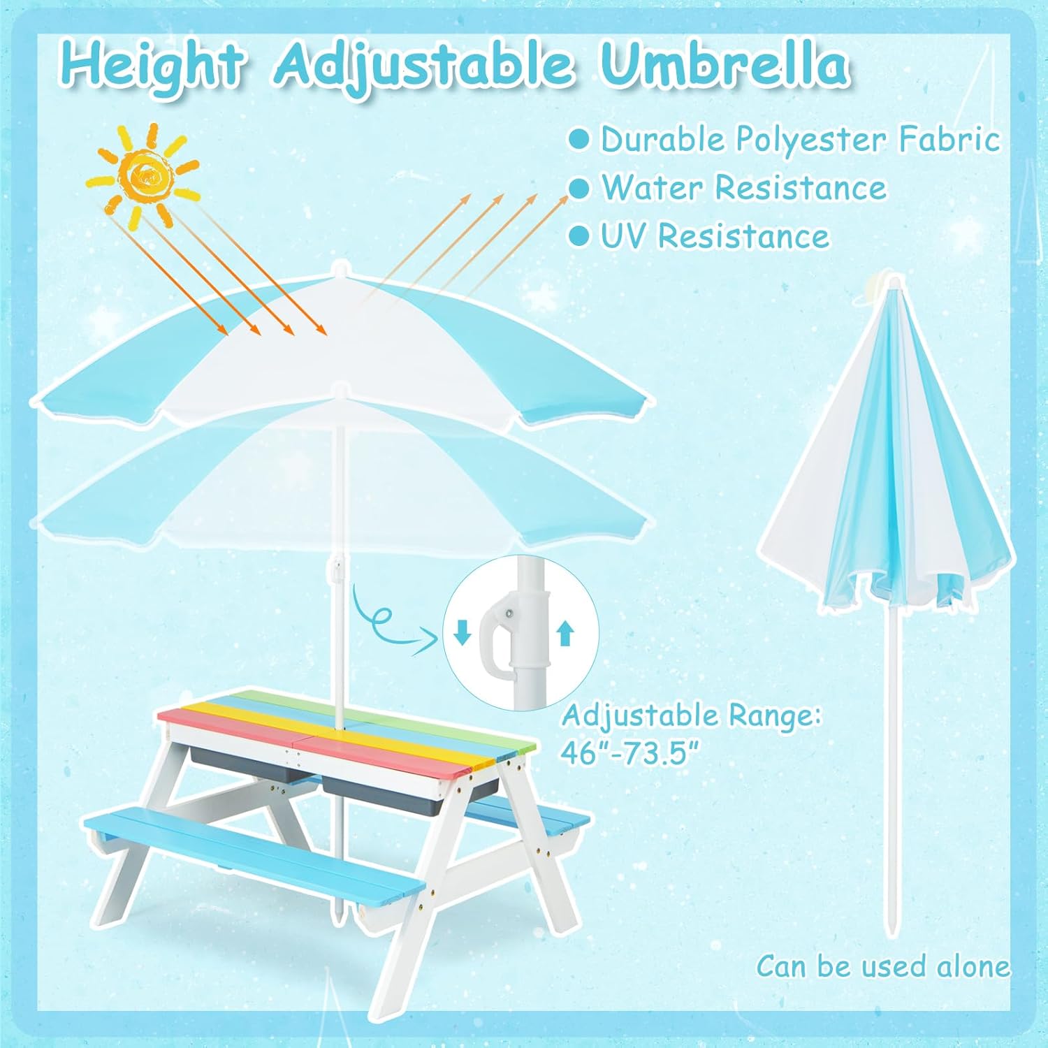 Kids Picnic Table, 4 in 1 Outd - Kids Outdoor Water Table recensione e prezzo