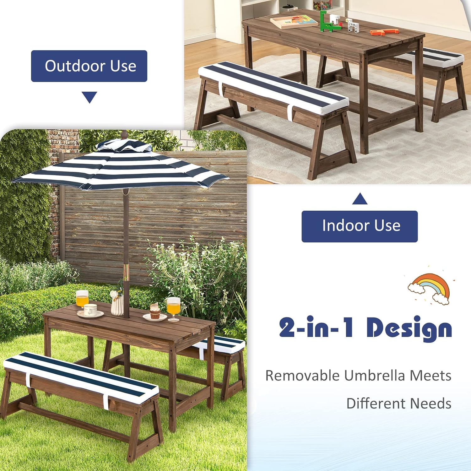 Height Adjustable Wooden Kids  - Kids Outdoor Umbrella recensione e prezzo