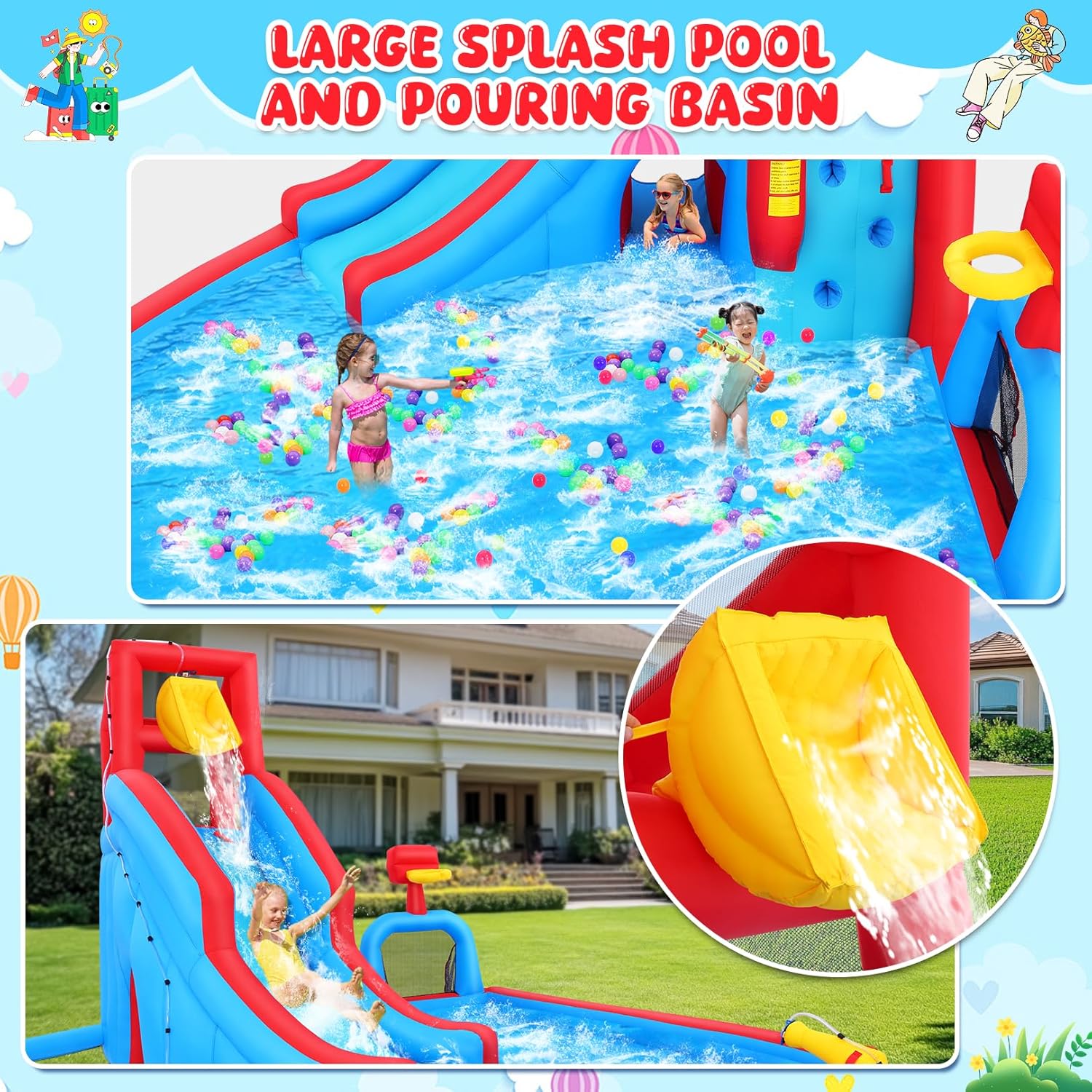 Inflatable Water Slide for Kid - Kids Outdoor Adventure Park recensione e prezzo