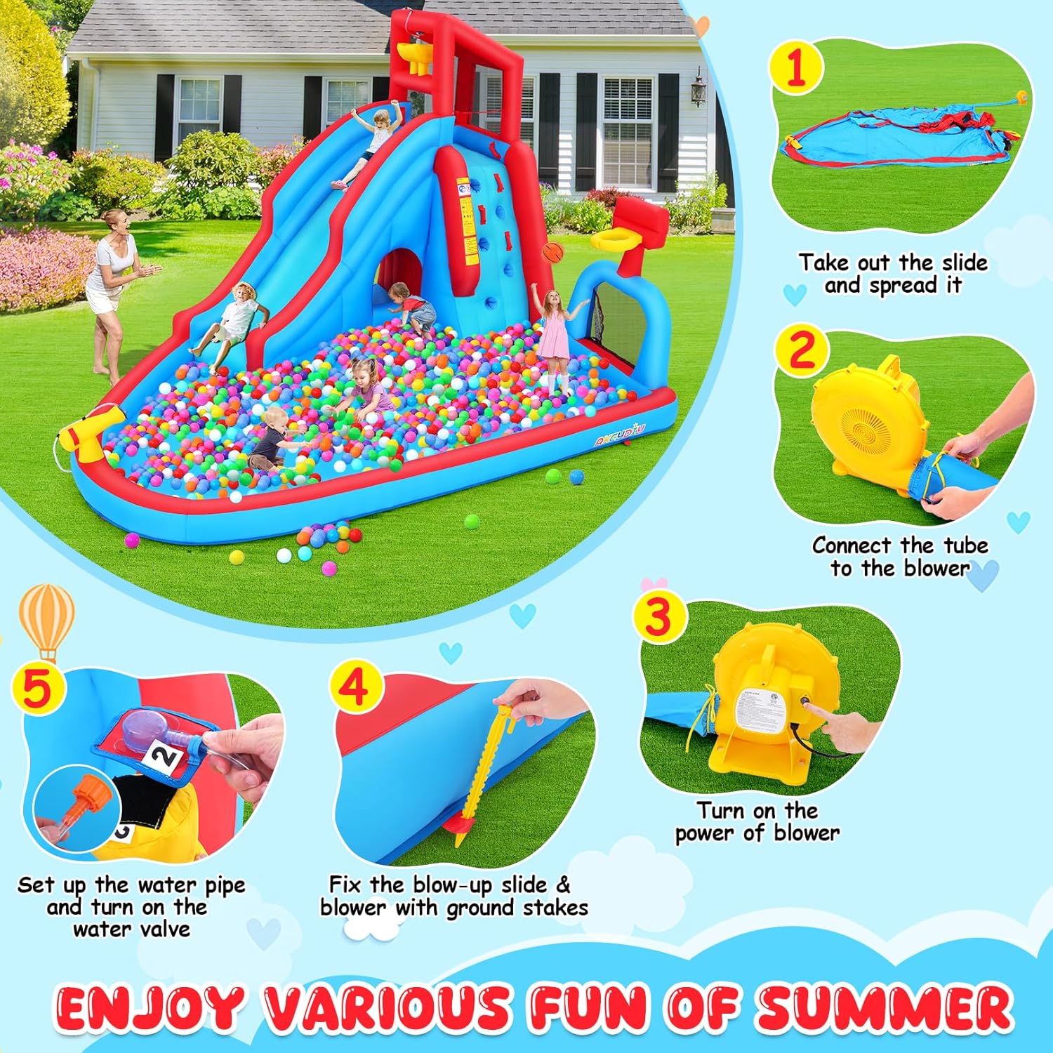 Inflatable Water Slide for Kid - Kids Outdoor Adventure Park recensione e prezzo