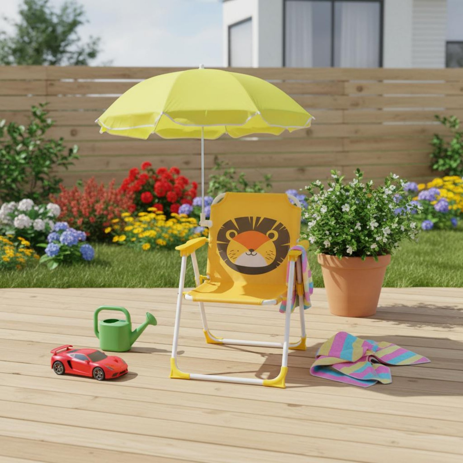 Children's Portable Chair with - Kids Outdoor Lounge Chair With Umbrella recensione e prezzo