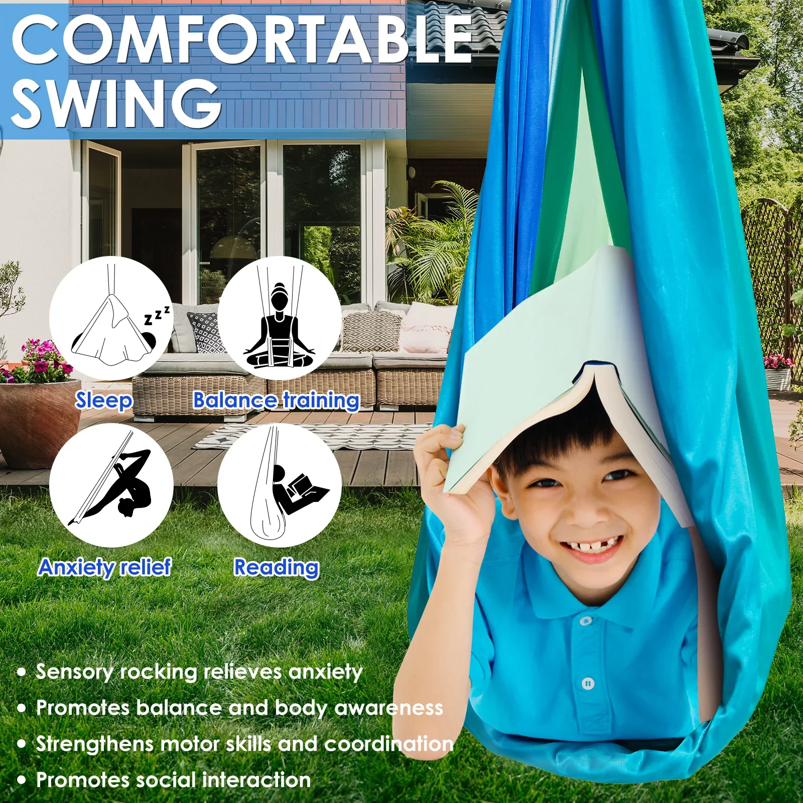 Sensory Swing Comfortable Kids - Kids Outdoor Hammock Swing recensione e prezzo