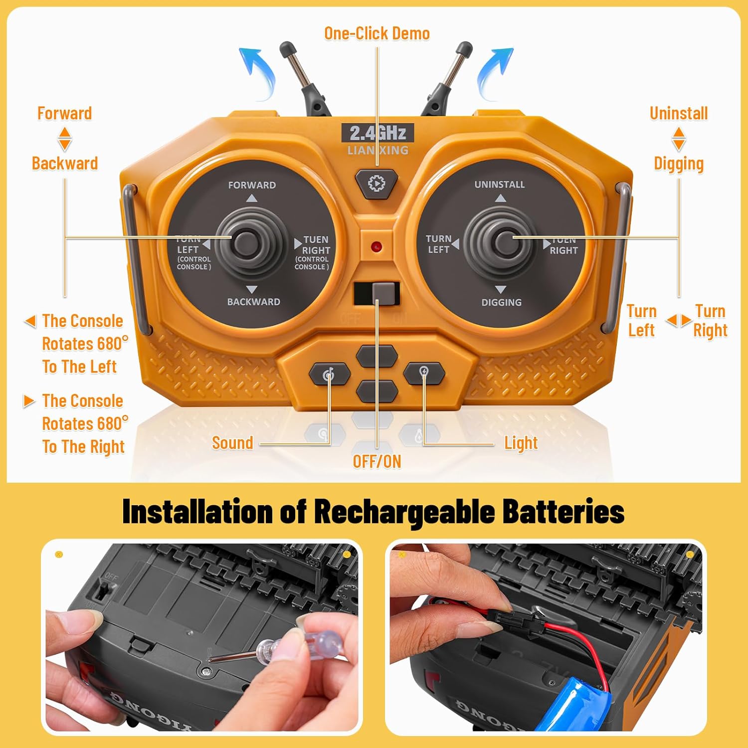11 Channel RC Excavator Toy Wi - Kids Outdoor Dirt Toys recensione e prezzo