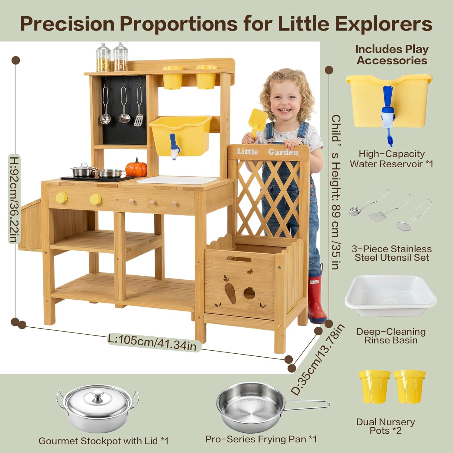 Wooden Mud Kitchen for Kids, O - Kids Outdoor Water Table recensione e prezzo