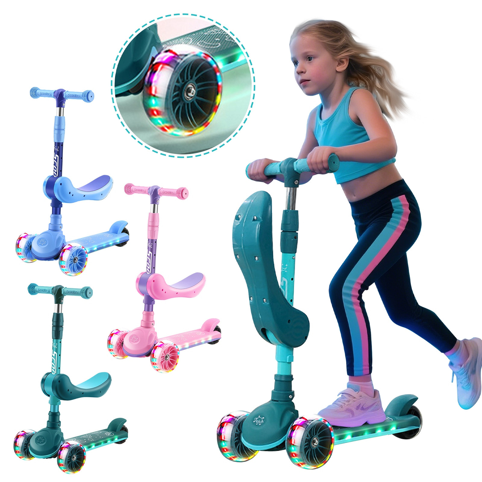 2-in-1 Kids Kick Scooter With  - Outdoor Kids In An Indoor World recensione e prezzo