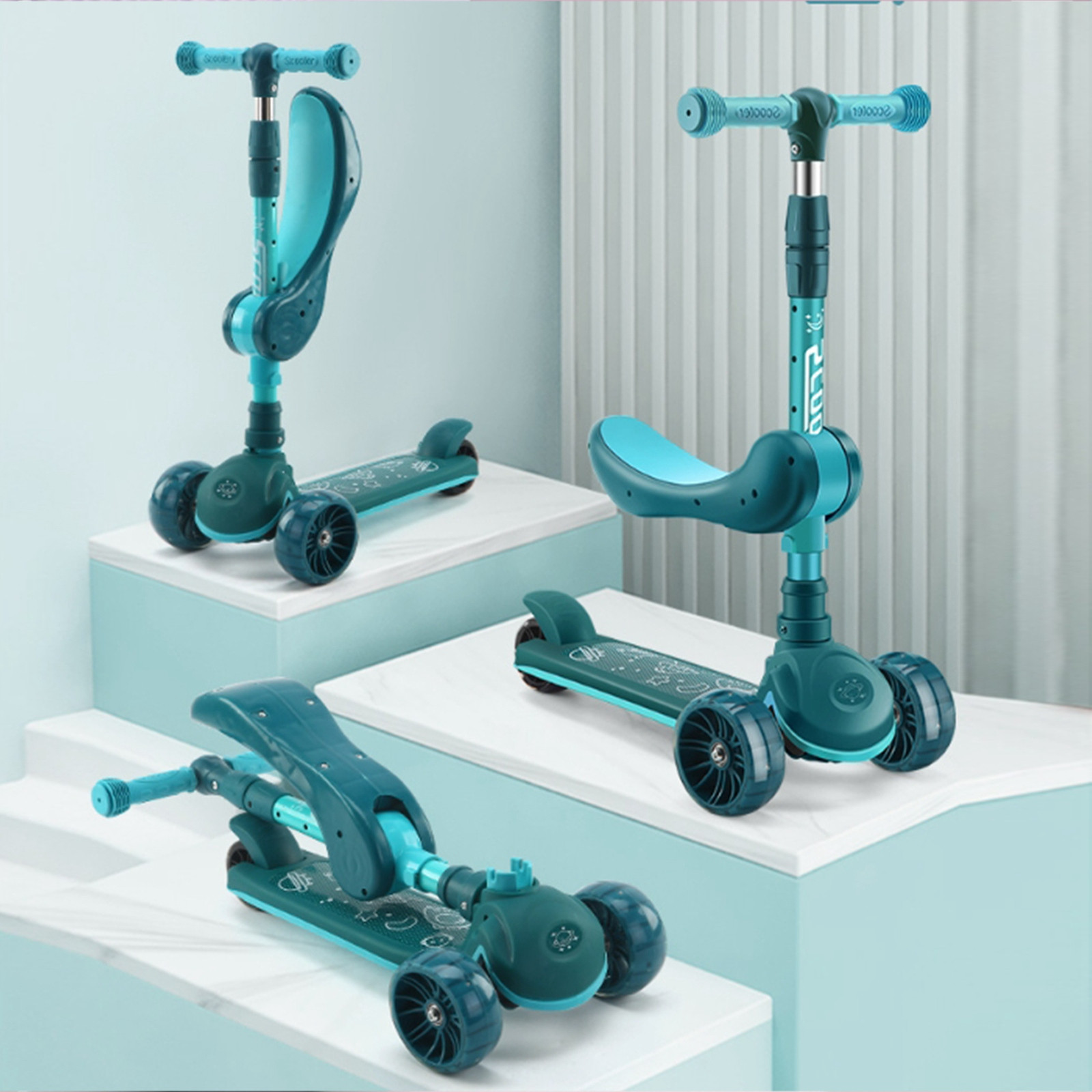 2-in-1 Kids Kick Scooter With  - Outdoor Kids In An Indoor World recensione e prezzo