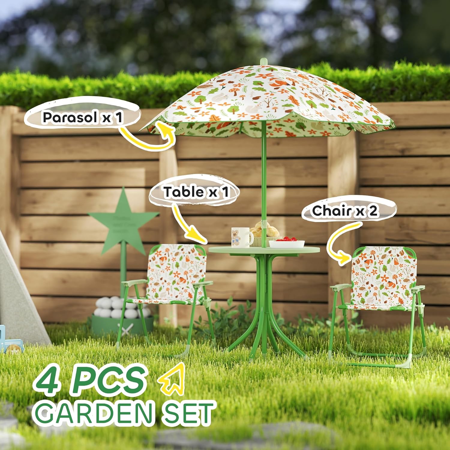 Kids Picnic Table Chair Set Fo - Kids Outdoor Umbrella recensione e prezzo