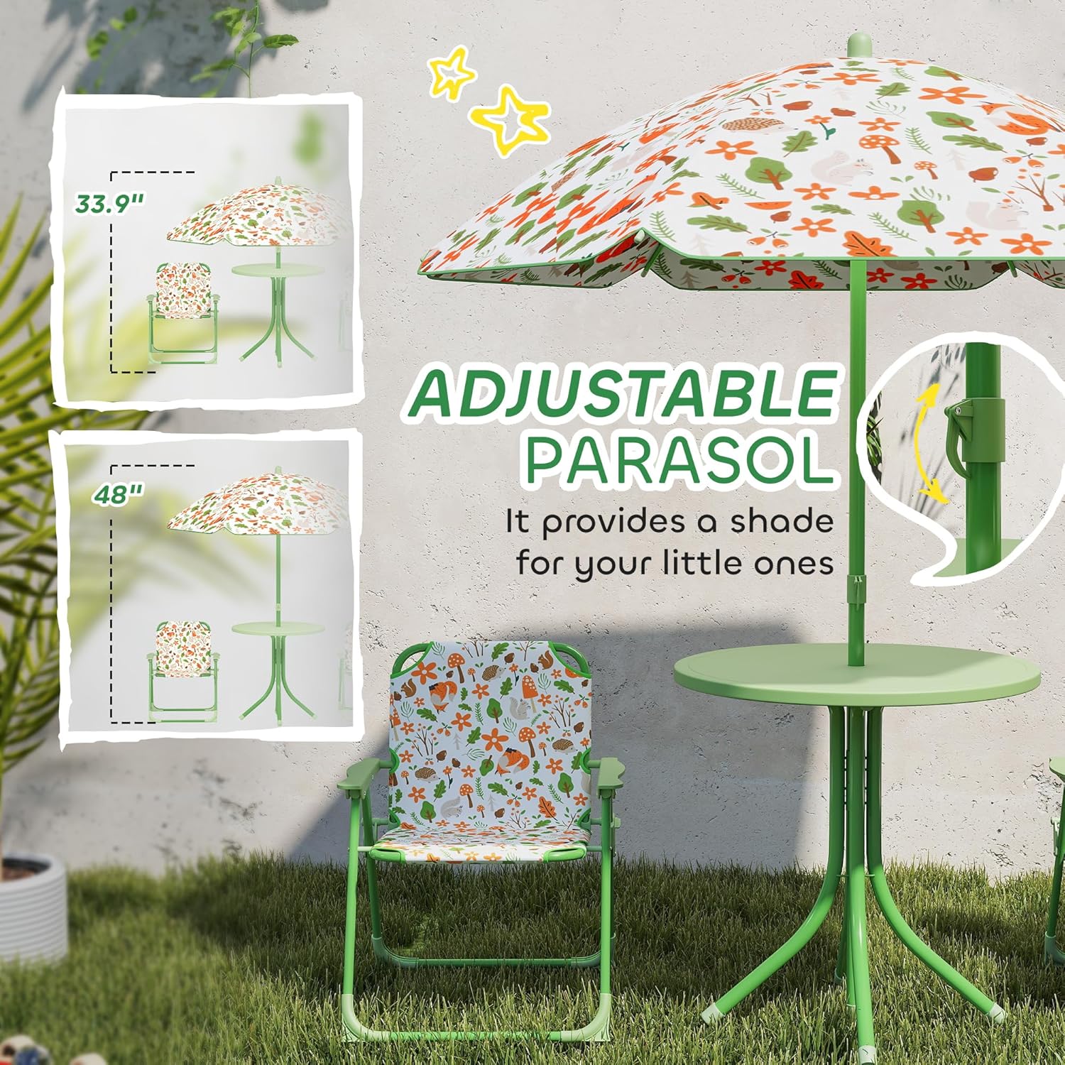 Kids Picnic Table Chair Set Fo - Kids Outdoor Umbrella recensione e prezzo